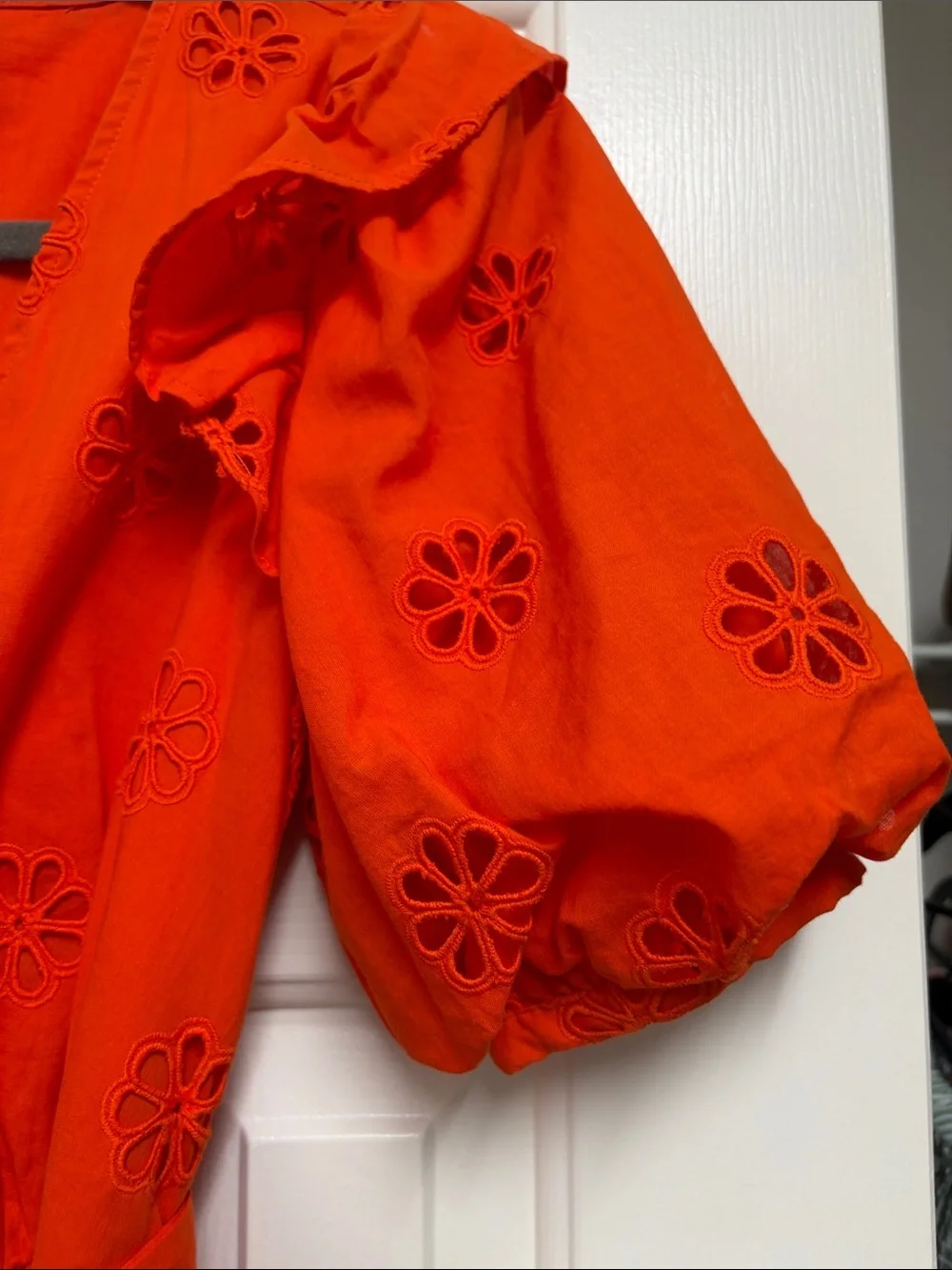 Kate Spade Women's Orange Eyelet Midi Dress with Tie Waist - Picture 4 of 7